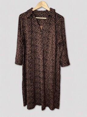 Talbots TIE WAIST SHIRTDRESS - LEOPARD size 1X petite